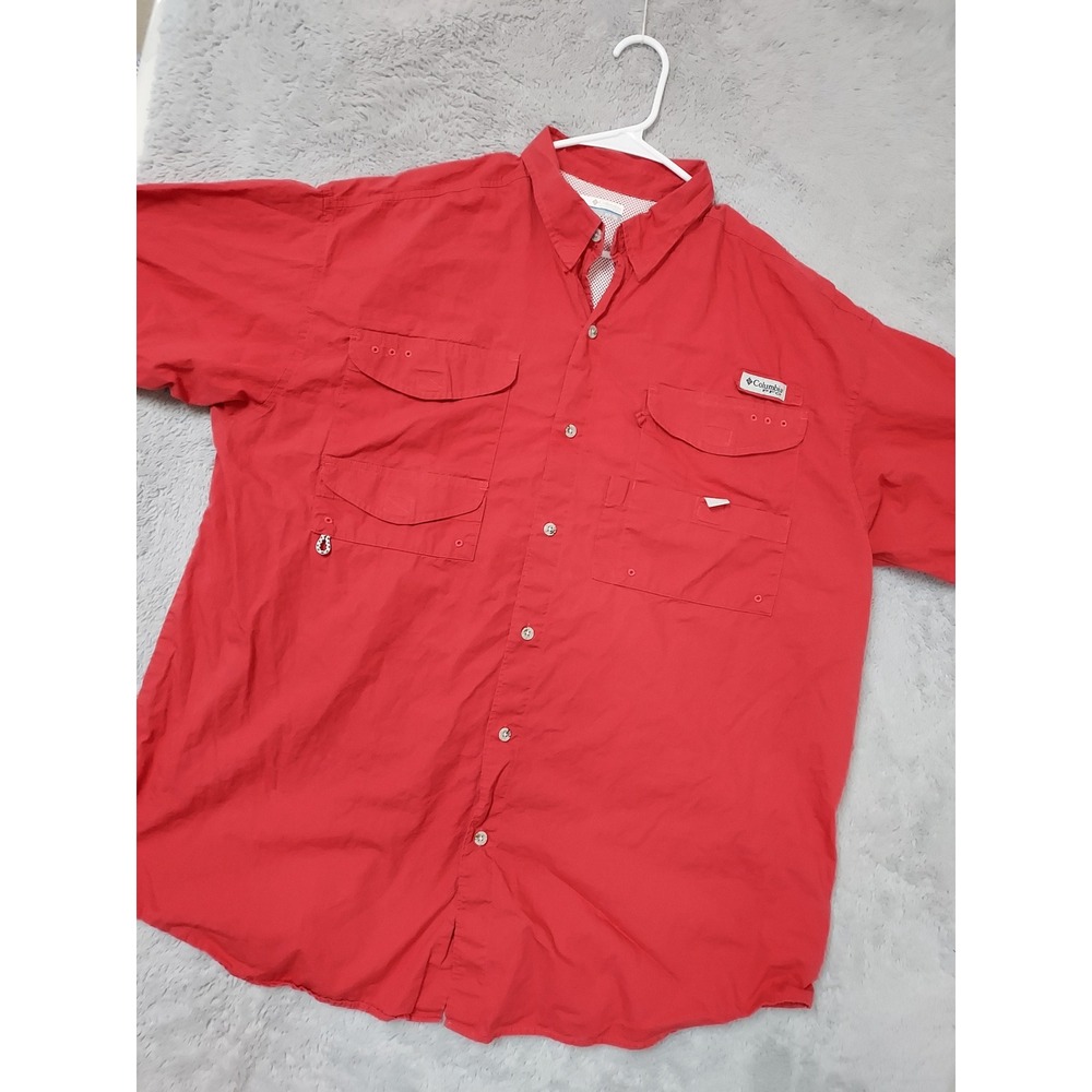 Columbia PFG Shirt Mens XLT Bonehead Short Sleeve Fishing Faded Red Boatin Beach